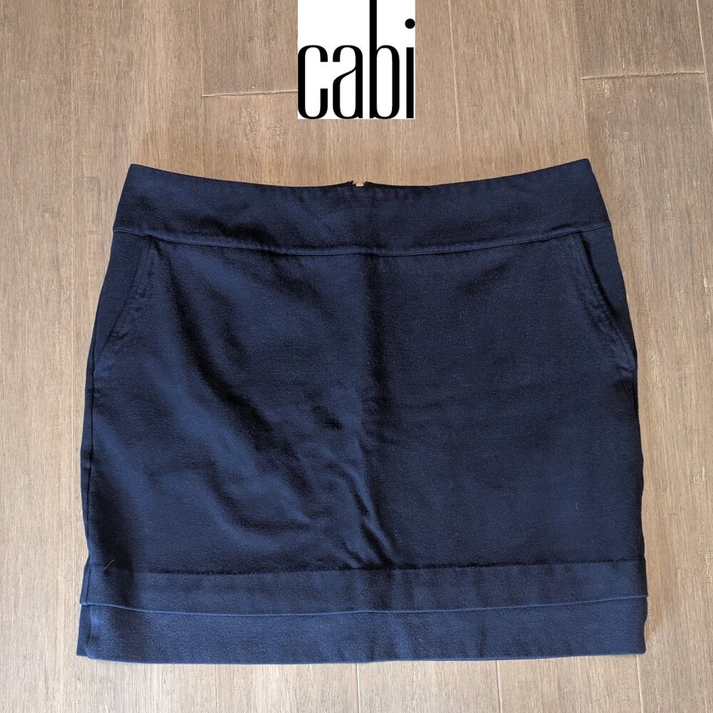 CAbi, Double Layer Knit Mini Skirt, Navy Blue, Sz 16